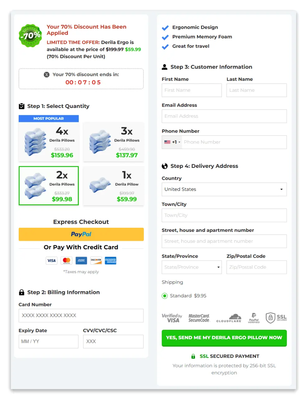 Derila Ergo checkout page